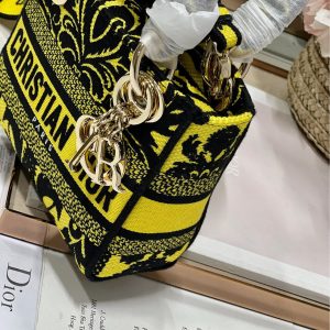 CD Flame Yellow 17 Lady Dior Bag Canvas 336745