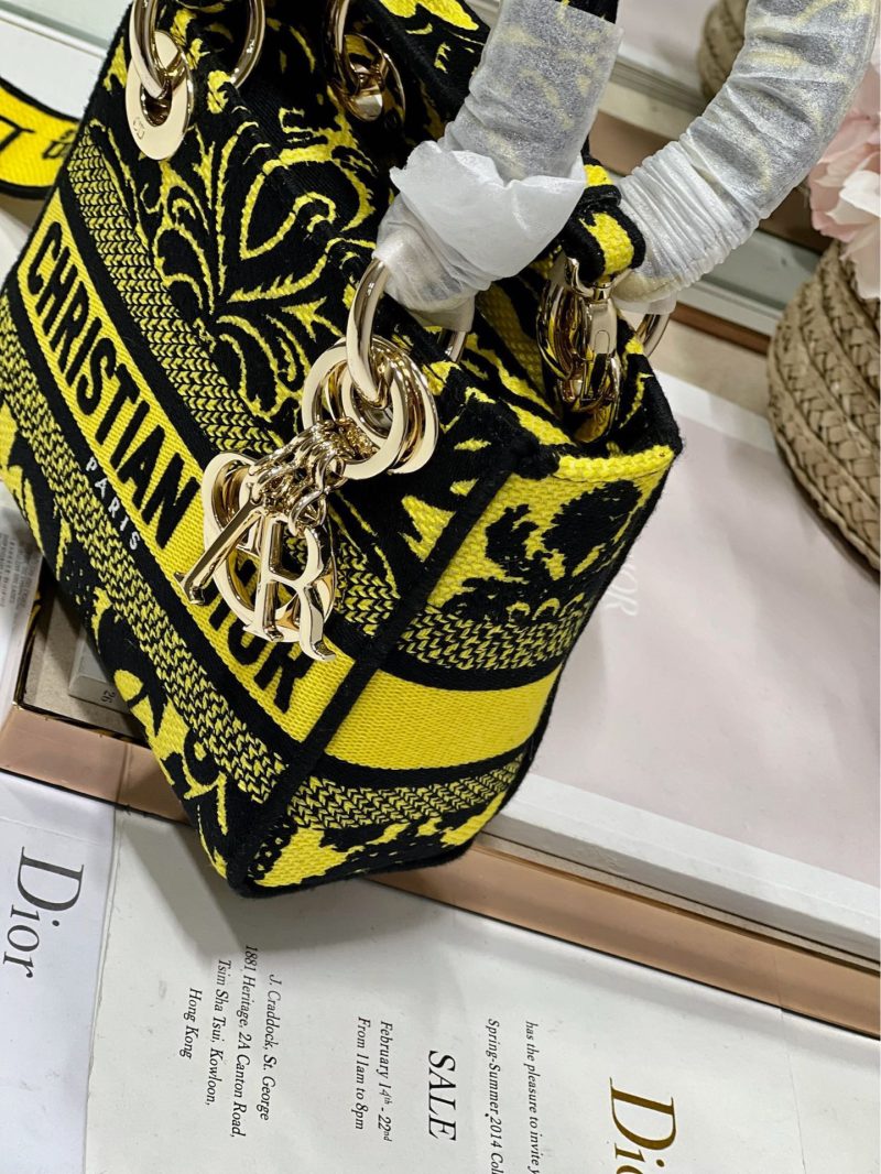 CD Flame Yellow 17 Lady Dior Bag Canvas 336745