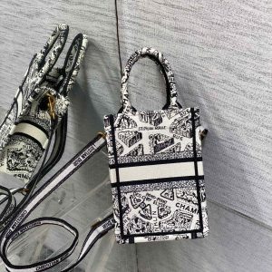 CD Mini Book Tote 13.5 cm Black Beige 336416