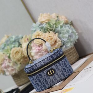 CARO SMALL 20 VANITY CASE IN CERULEAN BLUE MONOGRAM DENIM