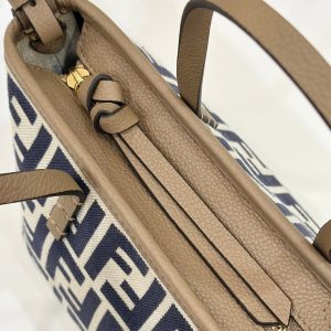 MINI ROLL BAG 15 MIDNIGHT BLUE MIX WHITE FF JACQUARD FABRIC