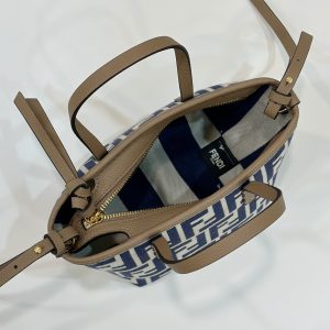 MINI ROLL BAG 15 MIDNIGHT BLUE MIX WHITE FF JACQUARD FABRIC