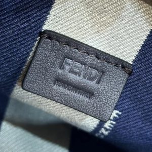 MINI ROLL BAG 15 MIDNIGHT BLUE MIX WHITE FF JACQUARD FABRIC