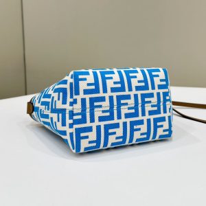 MINI ROLL BAG 15 OCEAN BLUE MIX WHITE FF JACQUARD FABRIC