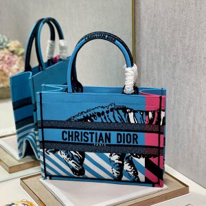 CD Zebra Book Tote Bag Blue Canvas 336519