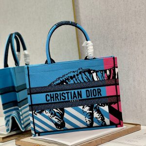 CD Zebra Book Tote Bag Blue Canvas 336519