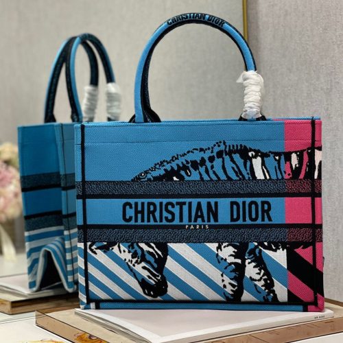 CD Zebra Book Tote Bag Blue Canvas 336519