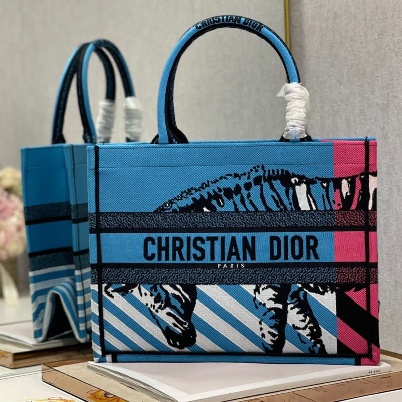 CD Zebra Book Tote Bag Blue Canvas 336519