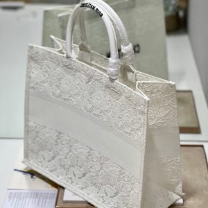 CD Mesh White Book Tote 42cm Bag Canvas 336561