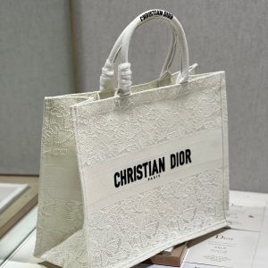 CD Mesh White Book Tote 42cm Bag Canvas 336561