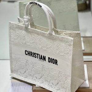 CD Mesh White Book Tote 42cm Bag Canvas 336561