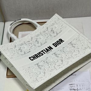 CD Mesh White Book Tote 42cm Bag Canvas 336561