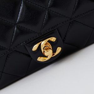 CC 24B Mini Flap Bag 20cm Black Lambskin Gold Hardware