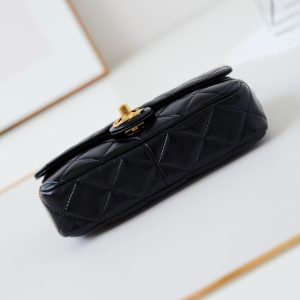 CC 24B Mini Flap Bag 20cm Black Lambskin Gold Hardware