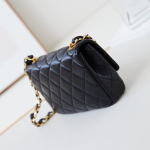 CC 24B Mini Flap Bag 20cm Black Lambskin Gold Hardware