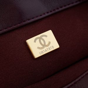 CC 24B Mini Flap Bag 20cm Burgundy Lambskin Gold Hardware