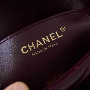 CC 24B Mini Flap Bag 20cm Burgundy Lambskin Gold Hardware