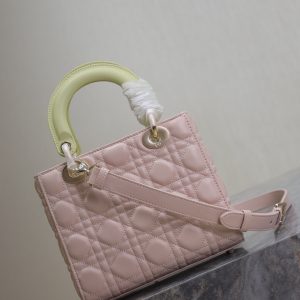 Lady Bag 17cm Pink Pale Green Lambskin
