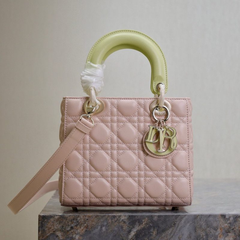 Lady Bag 17cm Pink Pale Green Lambksin