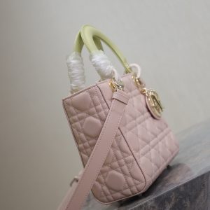 Lady Bag 17cm Pink Pale Green Lambskin
