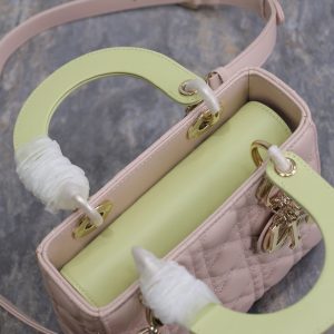 Lady Bag 17cm Pink Pale Green Lambskin