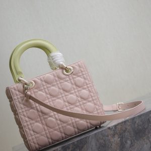 Lady Bag 20cm Pink Pale Green Lambskin