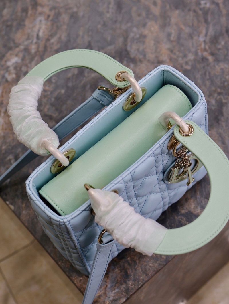 Lady Bag 17cm Celeste Blue Pale Green Lambksin