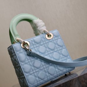 Lady Bag 17cm Celeste Blue Pale Green Lambksin