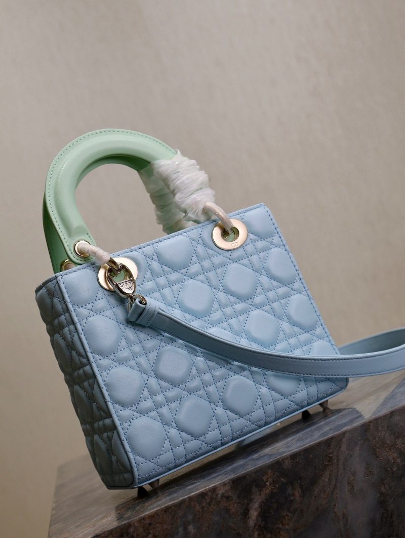 Lady Bag 17cm Celeste Blue Pale Green Lambksin