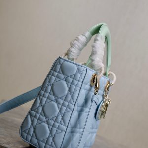 Lady Bag 17cm Celeste Blue Pale Green Lambksin