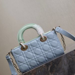 Lady D-Joy Bag 22 Celeste Blue Pale Green Lambskin