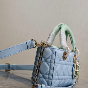 Lady D-Joy Bag 22 Celeste Blue Pale Green Lambskin