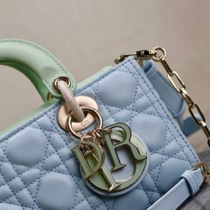 Lady D-Joy Bag 22 Celeste Blue Pale Green Lambskin