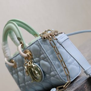 Lady D-Joy Bag 22 Celeste Blue Pale Green Lambskin