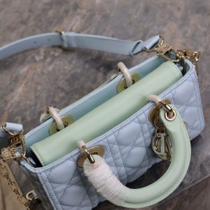 Lady D-Joy Bag 22 Celeste Blue Pale Green Lambskin