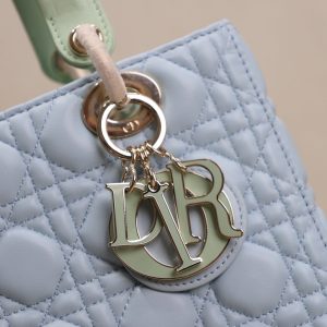 Lady Bag 20cm Celeste Blue Pale Green Lambskin