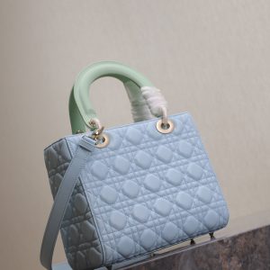 Lady Bag 20cm Celeste Blue Pale Green Lambskin