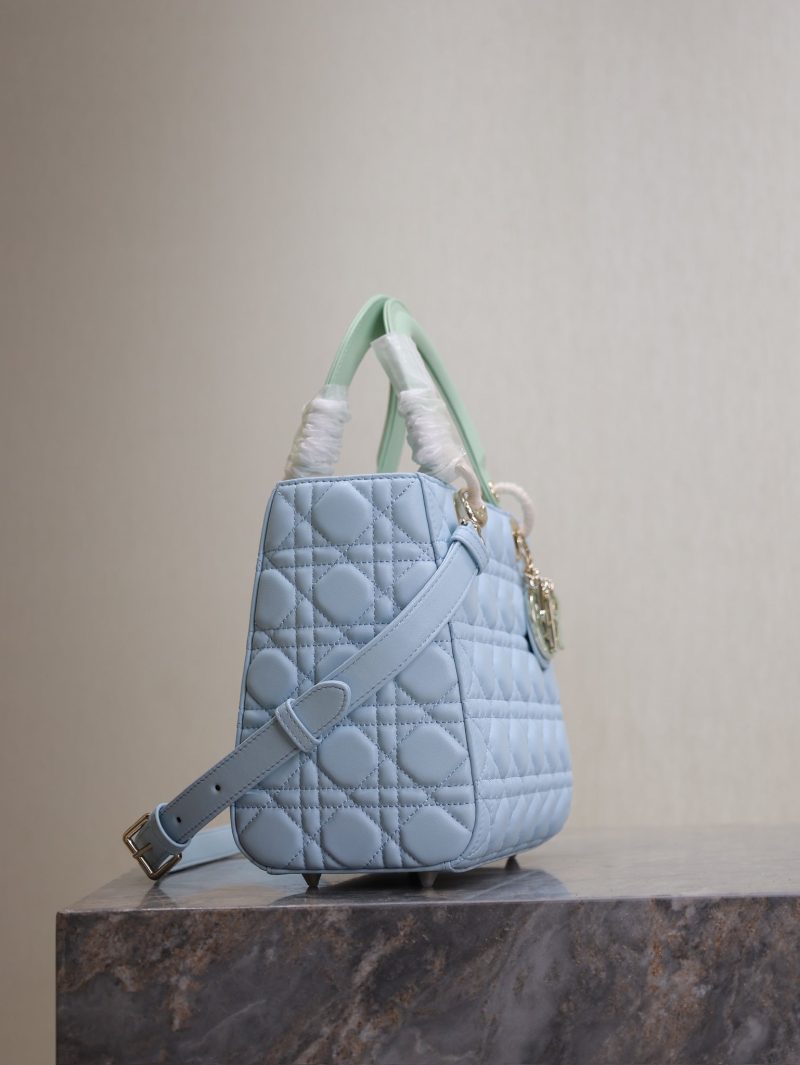 Lady Bag 20cm Celeste Blue Pale Green Lambskin