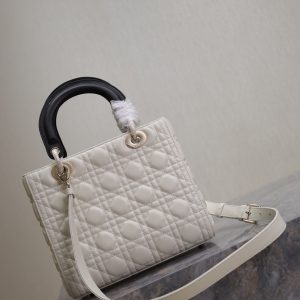 20240914_i1726302883_7091_3_jpg Lady Bag 20cm White Black Lambskin