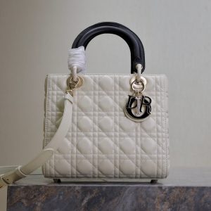 20240914_i1726302883_7399_0_jpg Lady Bag 20cm White Black Lambskin