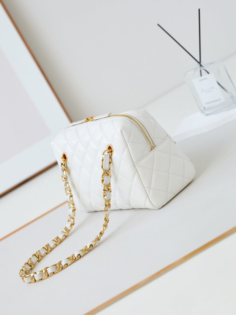 CC 24K Bowling Bag 25cm White Waxed Lambskin