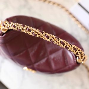 24B Cluth With Chain Burgundy Lambskin Gold Hardware