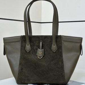 ORIGAMI MEDIUM 27 IN ARMY GREEN LAMBSKIN AND SUEDE