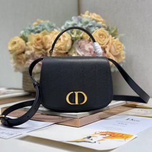 20241023_i1729663304_7913_0_jpg SMALL 19 MONTAIGNE AVENUE TOP HANDLE BAG BLACK SMOOTH CALFSKIN