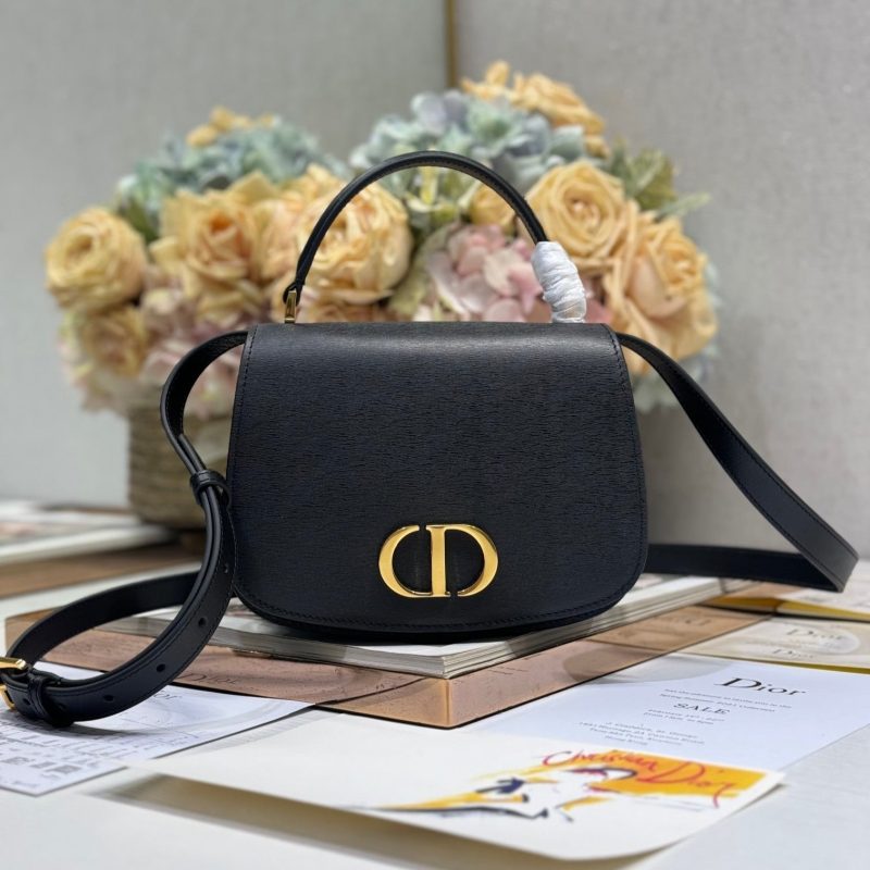 20241023_i1729663304_7913_0_jpg SMALL 19 MONTAIGNE AVENUE TOP HANDLE BAG BLACK SMOOTH CALFSKIN