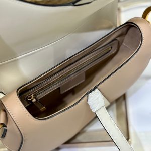 SADDLE BAG 25 WITH STRAP LATTE WHITE MIX MEDIUM BROWN GRAINED CALFSKIN