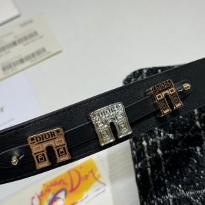 CD Lady Bag 20cm Black Lambskin Black White Canvas