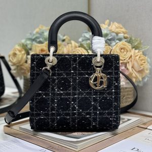 20241031_i1730364102_8872_0_jpg CD Medium Lady 24 Black Lambskin Black White Canvas