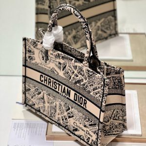 CD Paris Apricot Book Tote 36cm Bag Black beige Canvas 336525
