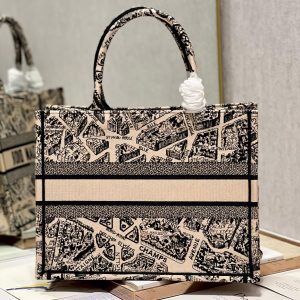 CD Paris Apricot Book Tote 36cm Bag Black beige Canvas 336525